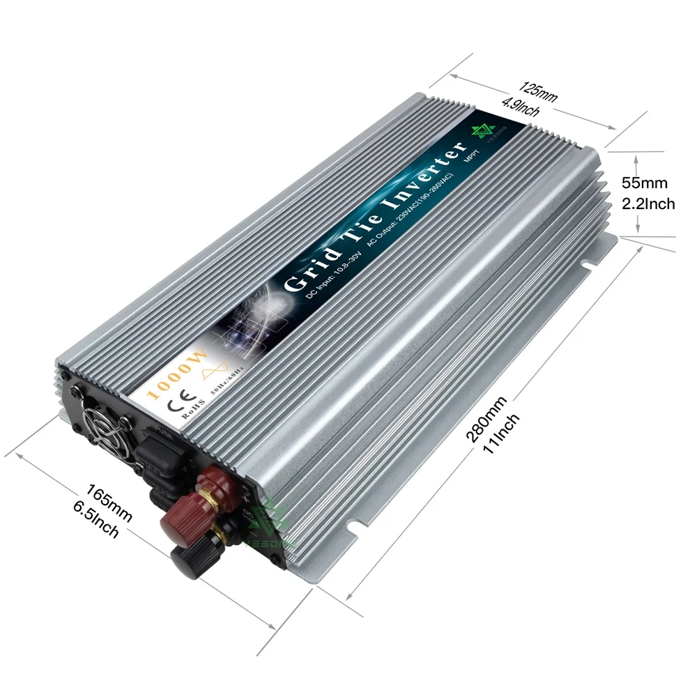 Imagem -03 - Micro Inversor de Grade Solar Mppt 1000w 18v dc para 120v ac Conversor de Onda Senoidal Pura Conecte 500w a 1200w Painel Solar pv Power