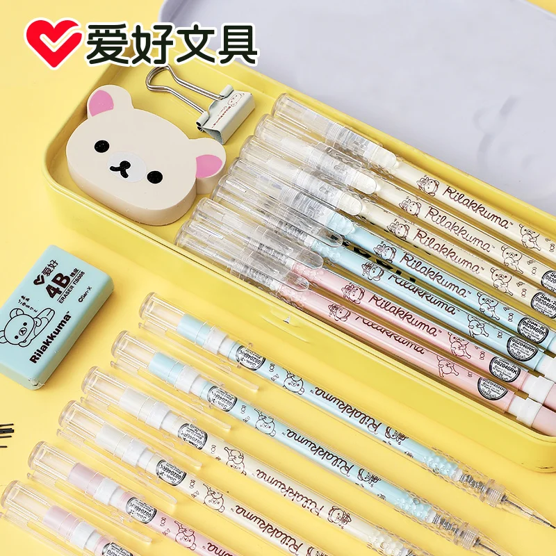 3Pcs AIHAO 91807 0.5mm Automatic Pencil Kawaii Rilakkuma Plastic Mechanical Pencils For Kids Gifts Student Supplies Stationery