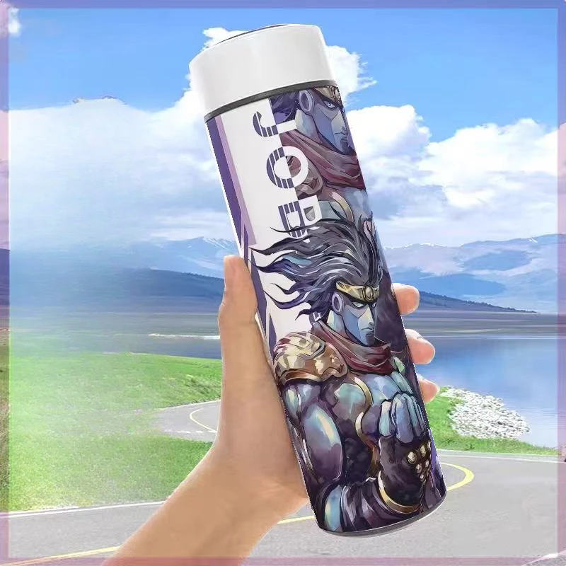 JoJo's Bizarre Adventure Kujo Jotaro Termos Baja Tahan Karat Kapasitas Besar Warna Cerah Baru, Cangkir Minum Portabel untuk Pelajar