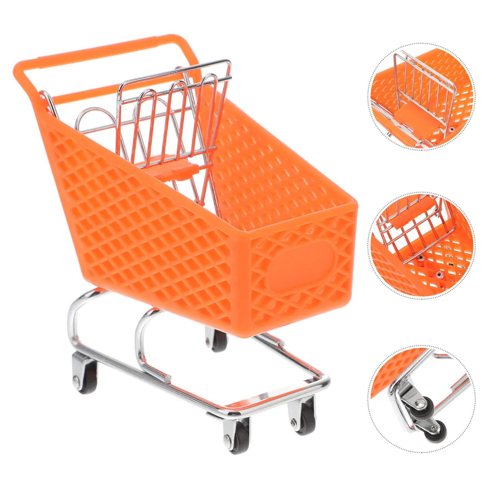 Mini cesta de almacenamiento para juegos de supermercado para niños pequeños, herramientas artesanales de comestibles de Metal, organizador de carrito de empuje, cesta de hierro