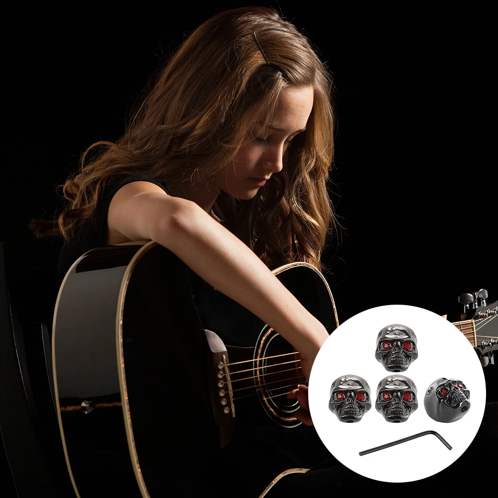 

4Pcs Metal Guitar Control Knobs Tone Volume Exquisite Workmanship Durable Replacement Tone Volume Control Knob