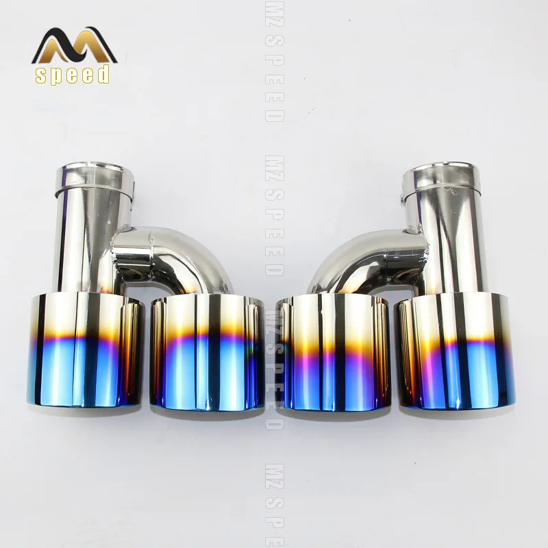 

Car Accessories 304 stainless steel blue and bright H-type double outlet straight edge exhaust pipe tailpipe