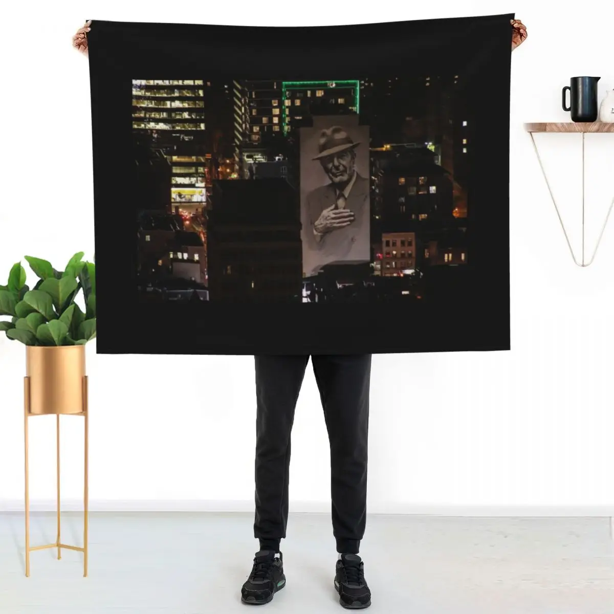 Montreal at Night Home of Leonard Cohen Throw Blanket couch cozy soft plush fuzzy picnic outdoor blanket