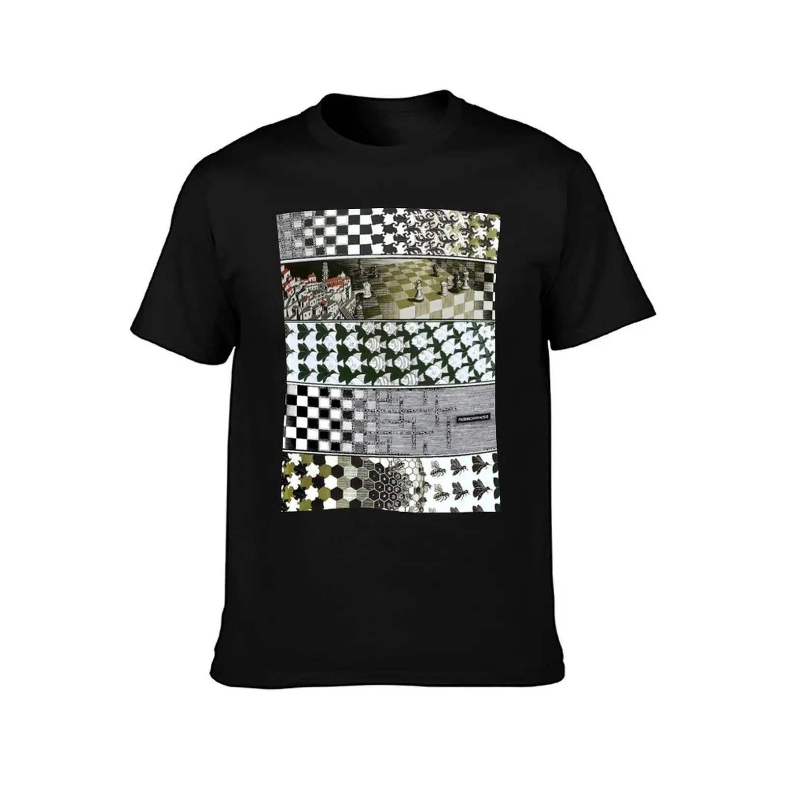 M.C. Escher - Metamorphosis Mix T-Shirt t shirts designer man t shirt cotton high quality T-Shirt