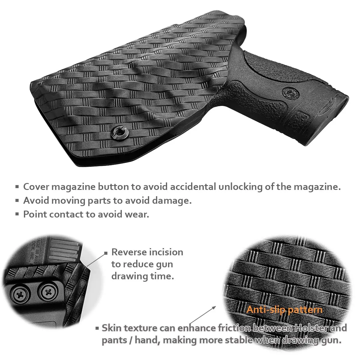 M&P Shield 9mm Holster,Weave Kydex Holster IWB for Smith & Wesson M&P Shield Plus / M2.0 / M1.0-9mm/.40 S&W 3.1