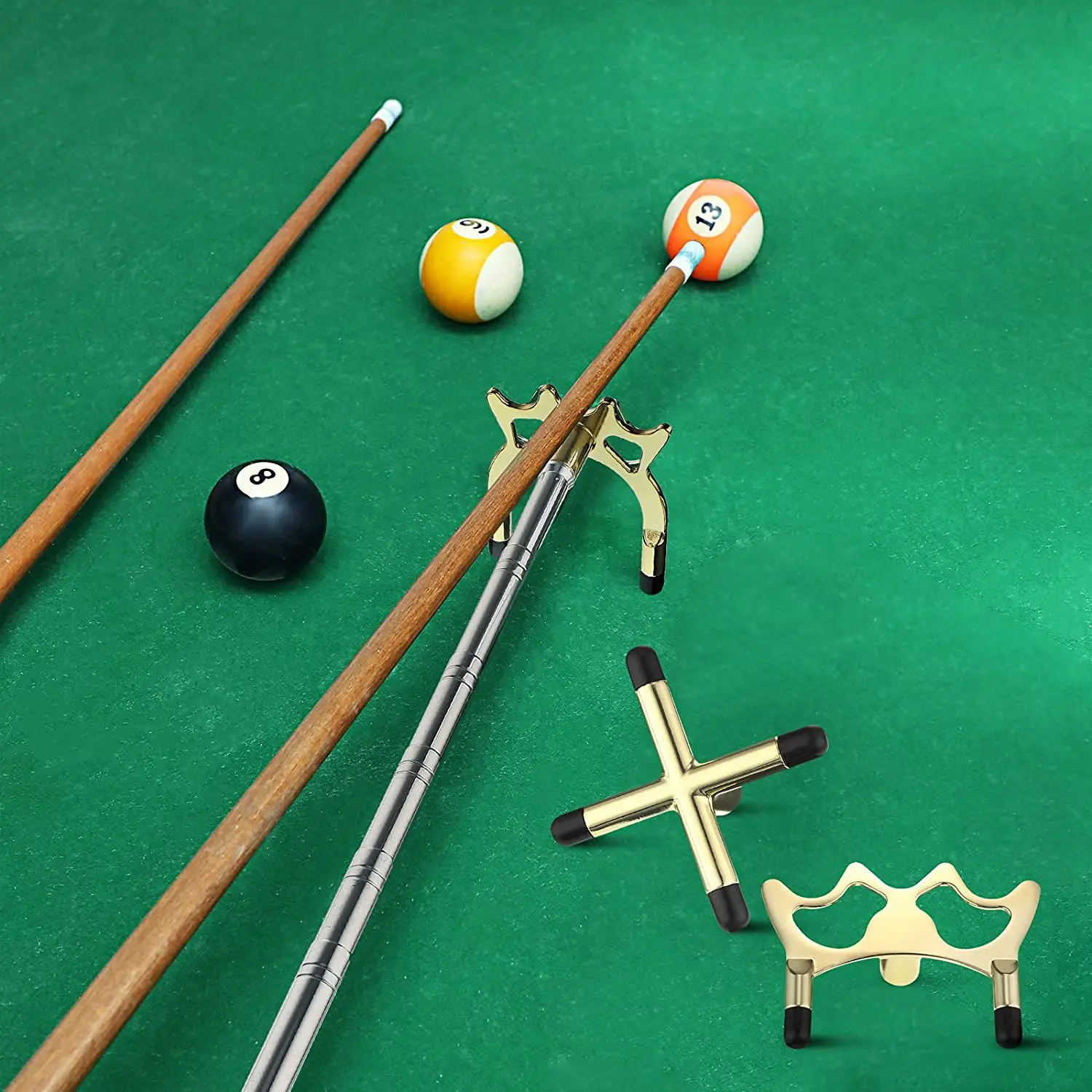 

-[Cilae-17R] Retractable Billiard Cue Stick Bridge With 3Pcs Removable Brass Bridge Head Billiard Table Pool Cue Accessories