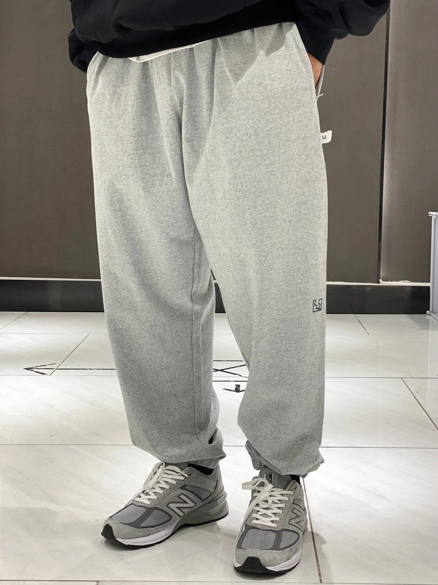 Heavy terry cloth loose corset sweatpants knitted solid color trousers