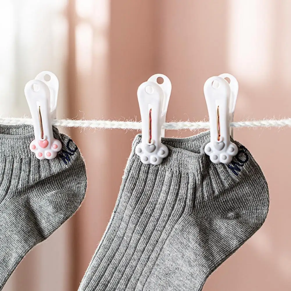 12 Pcs Useful Socks Towels Fixed Clips Clothes Pins Cat Paw Shape Clothes Clips Photos Towels Socks Clips for Closet