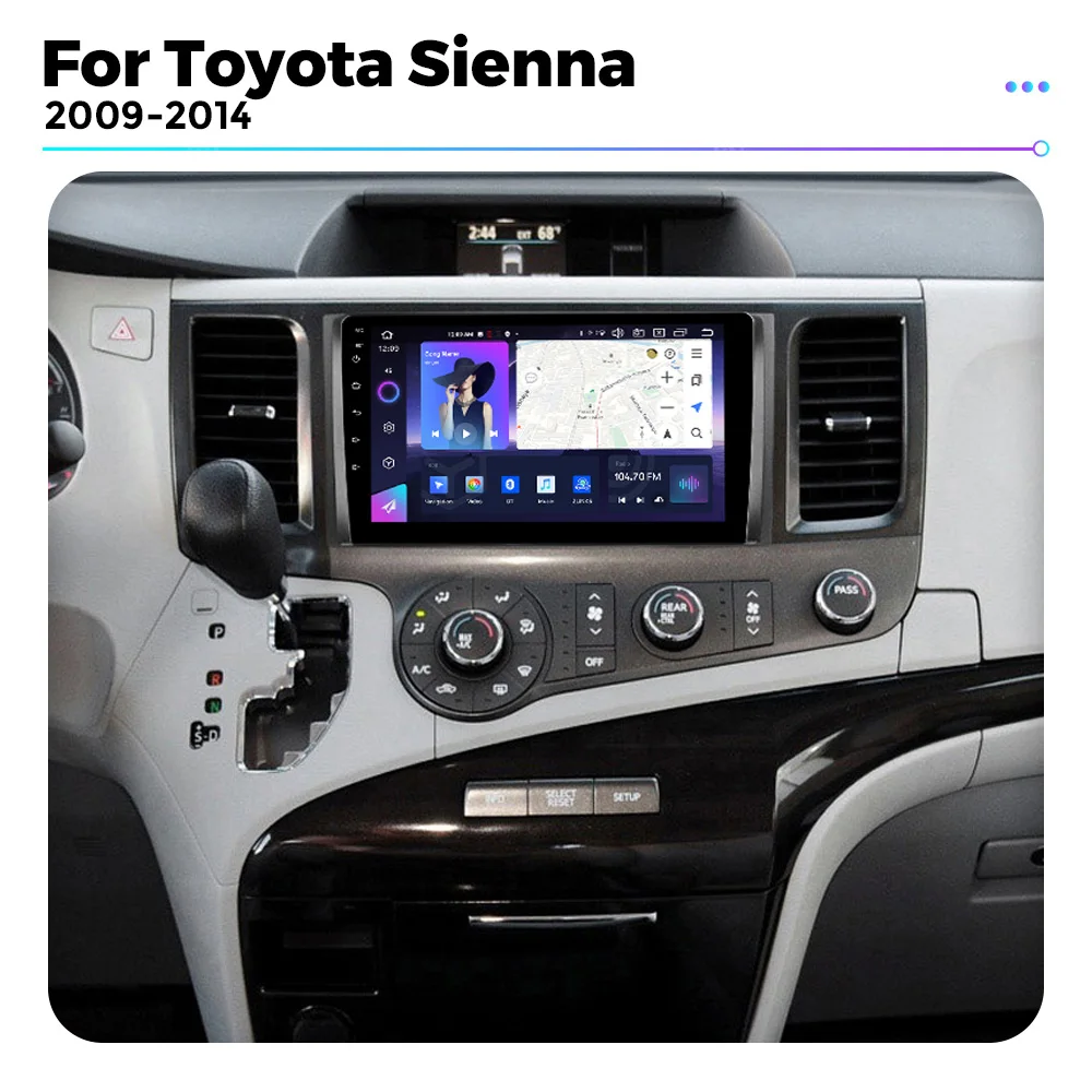 Car Radio For Toyota Sienna 2009-2014 Multimedia Player Android13 For 4G WIFI GPS DSP Wireless Carplay Auto 8 Core 8+256GB BT5.0