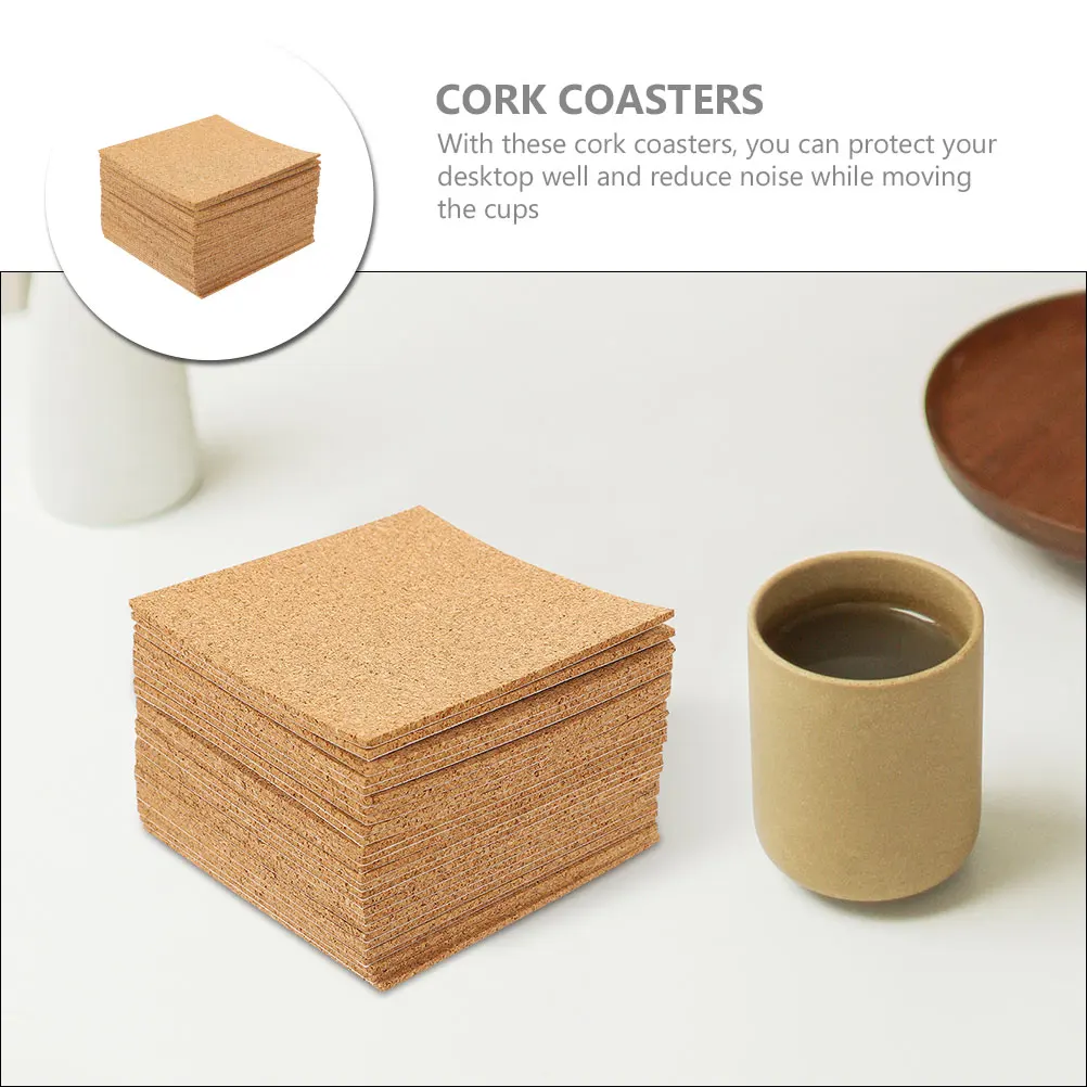

60 pcs Diy Crafting Square Cork Sheets Adhesive Backing Self-Stick Cork Coasters For Home Decor Wall Tiles Desktop Protection
