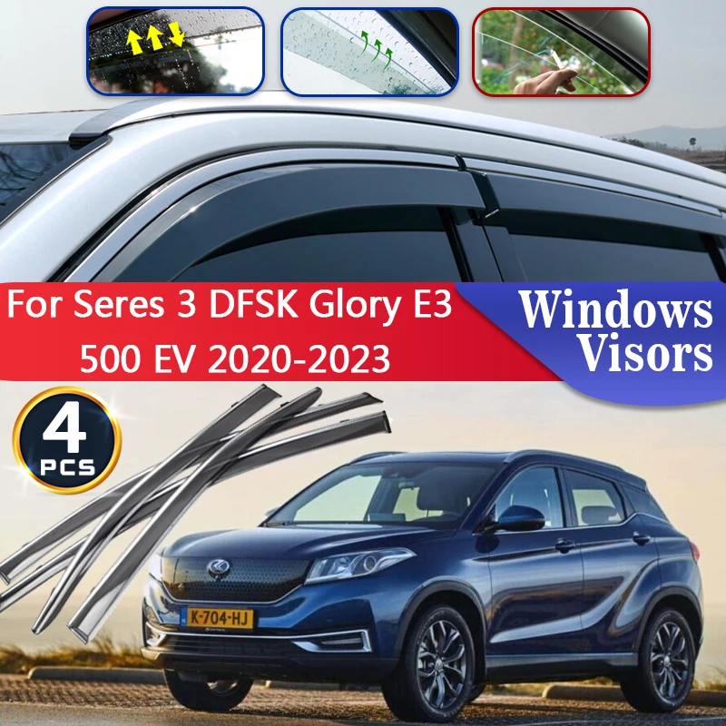 

Ветрозащитные экраны для моделей 3 DFSK Glory E3 500 EV 2020 ~ 2023, аксессуары, дефлекторы, шило, отделка автомобиля, оконные козырьки, защита от дождя и бровей