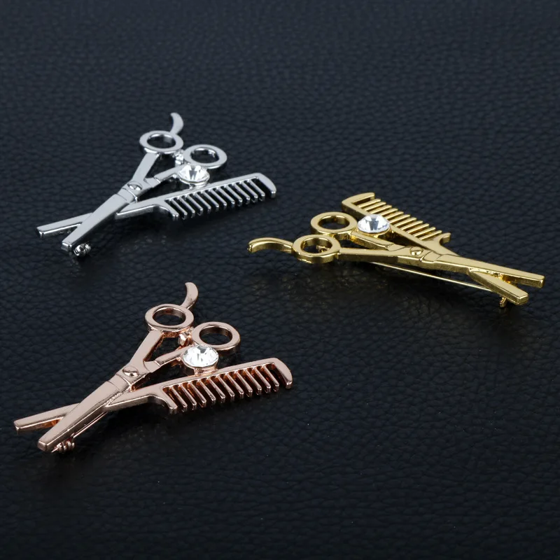 Mode Kammen Schaar Kappers Gereedschap Broche Knappe Stijl Pak Kraag Naald Mannen Vrouwen Sieraden Accessoires Geschenken