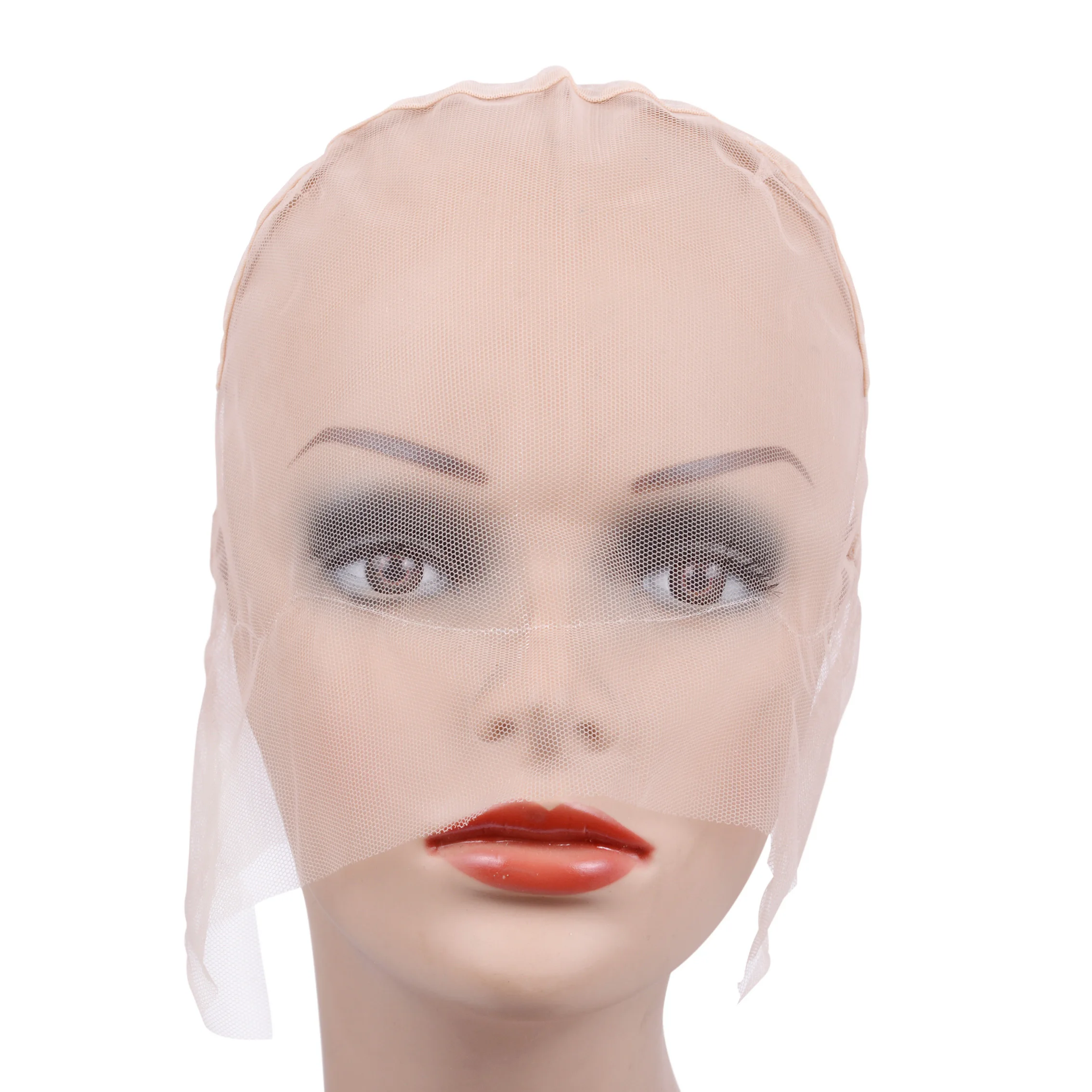 1Pc Brown /Beige Full Lace Wig Cap Base for Making Full Hand Made Wigs with Adjustable Straps Glueless Weaving Cap