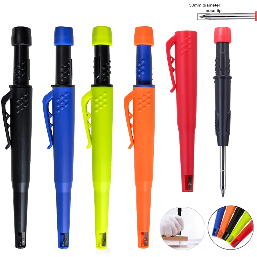 

Solid Carpenter Mechanical Pencil For Woodworking Construction One-piece design Pen Cap With Sharpener Stationery Supplies