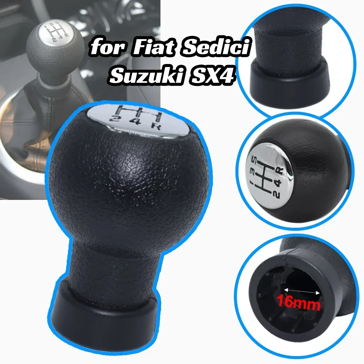 5 Speed Gear Shift Knob for Fiat Sedici Suzuki SX4 Stick Lever Pen Handle T Type MT Adapter Inner Sleeve Gaiter Boot Cover Parts