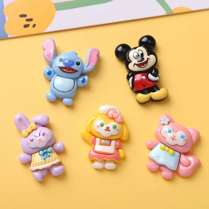 10 Pcs Cartoon Cute Cartoon Rabbit ，Big Eared Monster Resin Hairpin Pendant Scrapbook Craft Diy Miniature Ornament Accessories