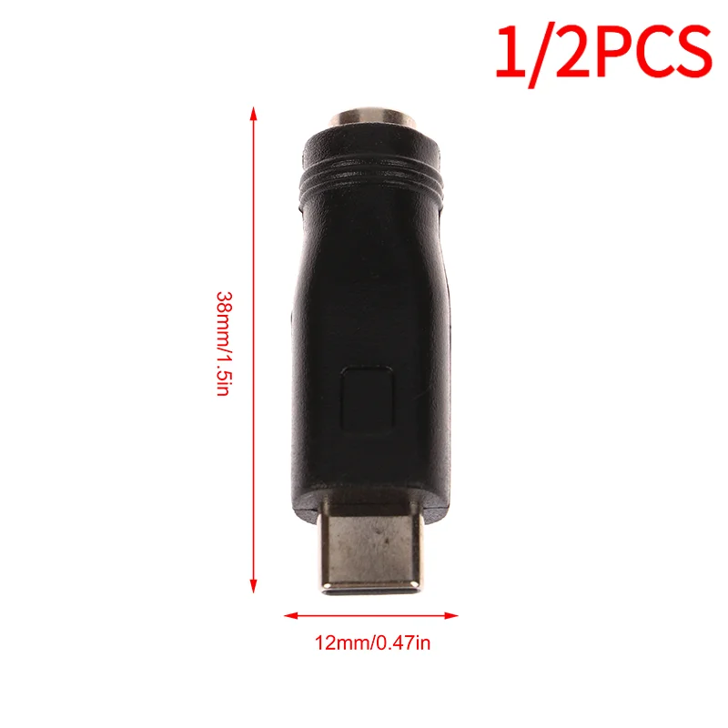 1/2PCS DC Power Adapter Converter 5.5x2.1mm Female Jack To USB Type C Male Connector.