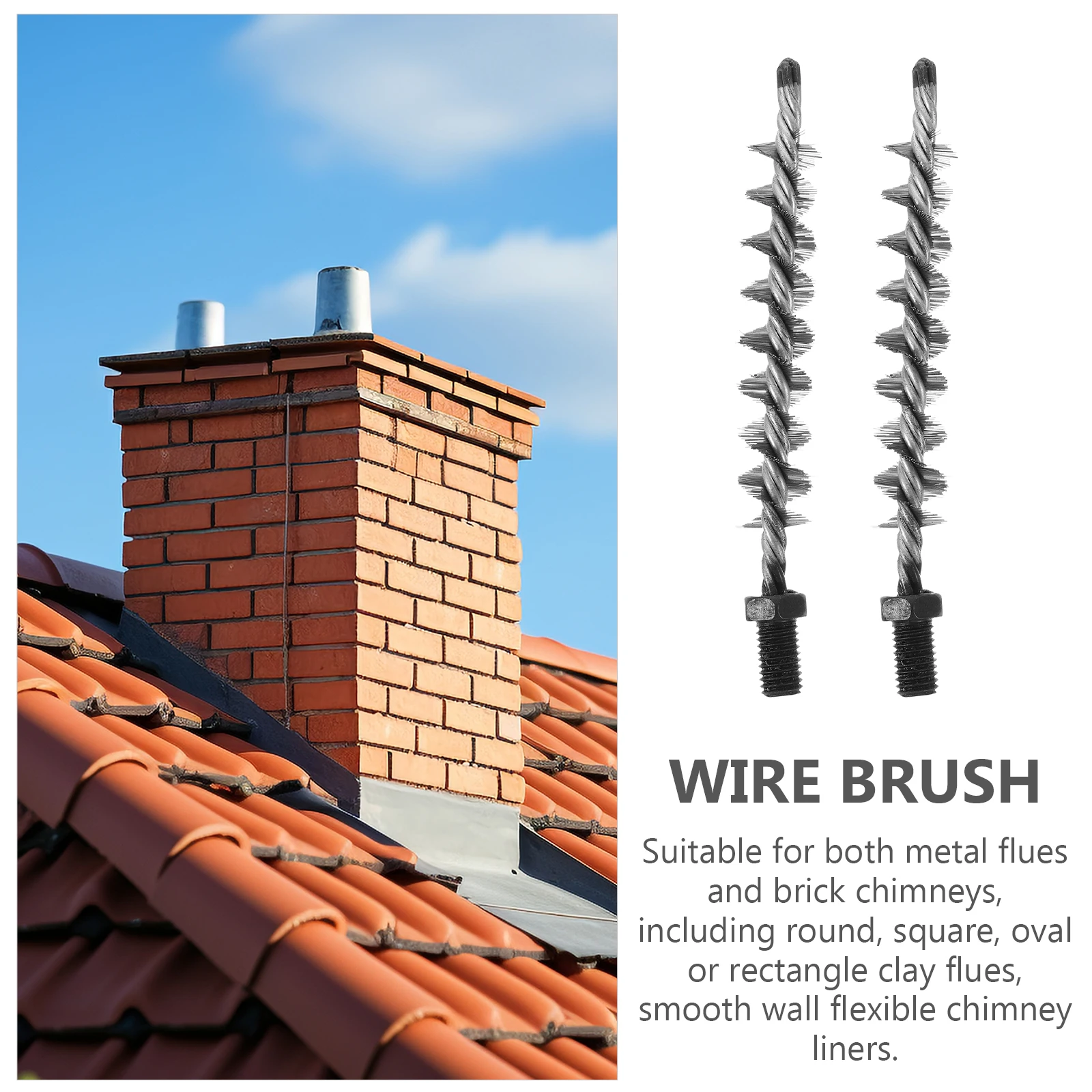 

2 Pcs Steel Wire Chimney Brush 20MM Diameter Home Cleaning Tools Multifunctional Kitchen Accessories Dryer Vent Cleaner