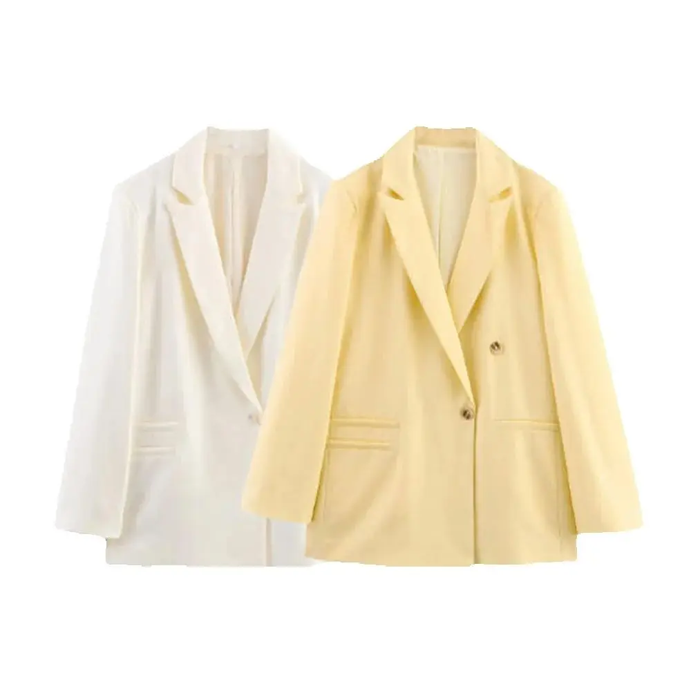 ملابس نسائية خريفية جديدة على الطراز الأوروبي والأمريكي سترة بدلة بسيطة من مزيج الكتان #1