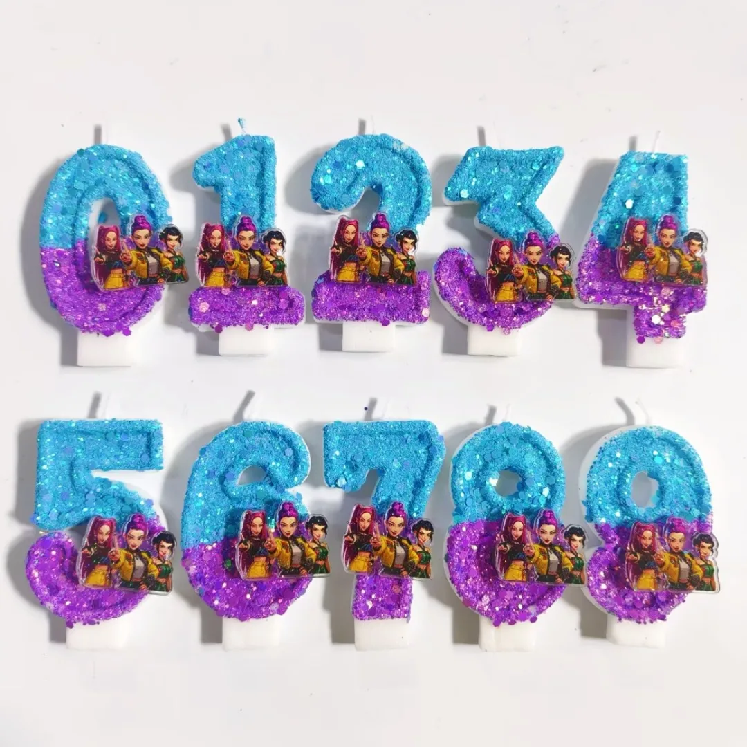 New 0-9 Number Birthday Candles Original Two Color Gradual Change Anime Style Birthday Cake Digital Party Candle Decoration