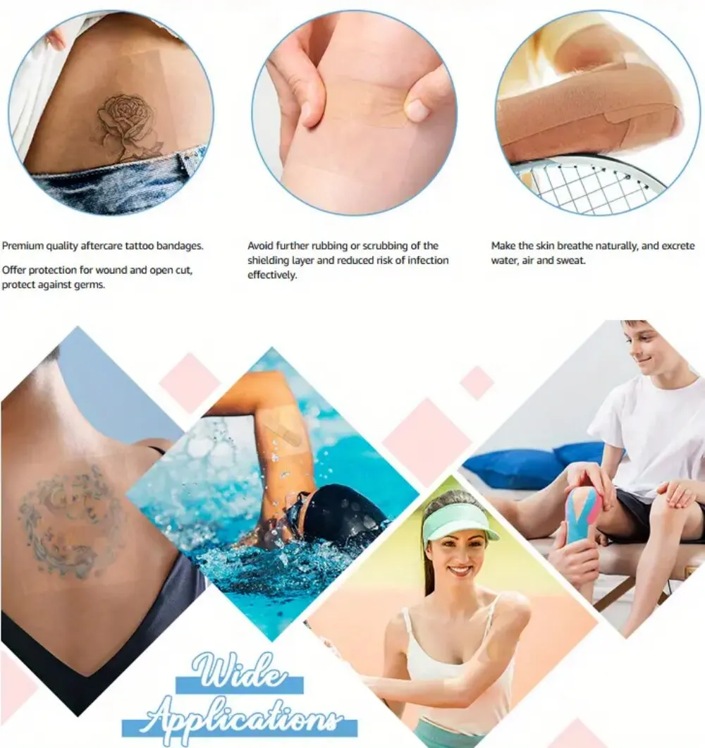 PU Waterproof Bandages Disposable Transparent Stretchable Adhesive Bandages Waterproof Protect Your Tattoos And Showers