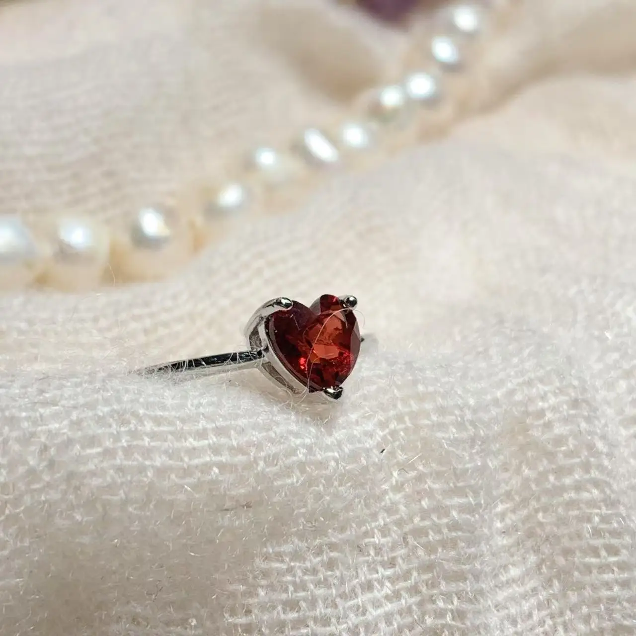 Vintage Natural Garnet Ring For Women 925 Silver Simple Fine Jewelry Stone Gemstone Classic Style