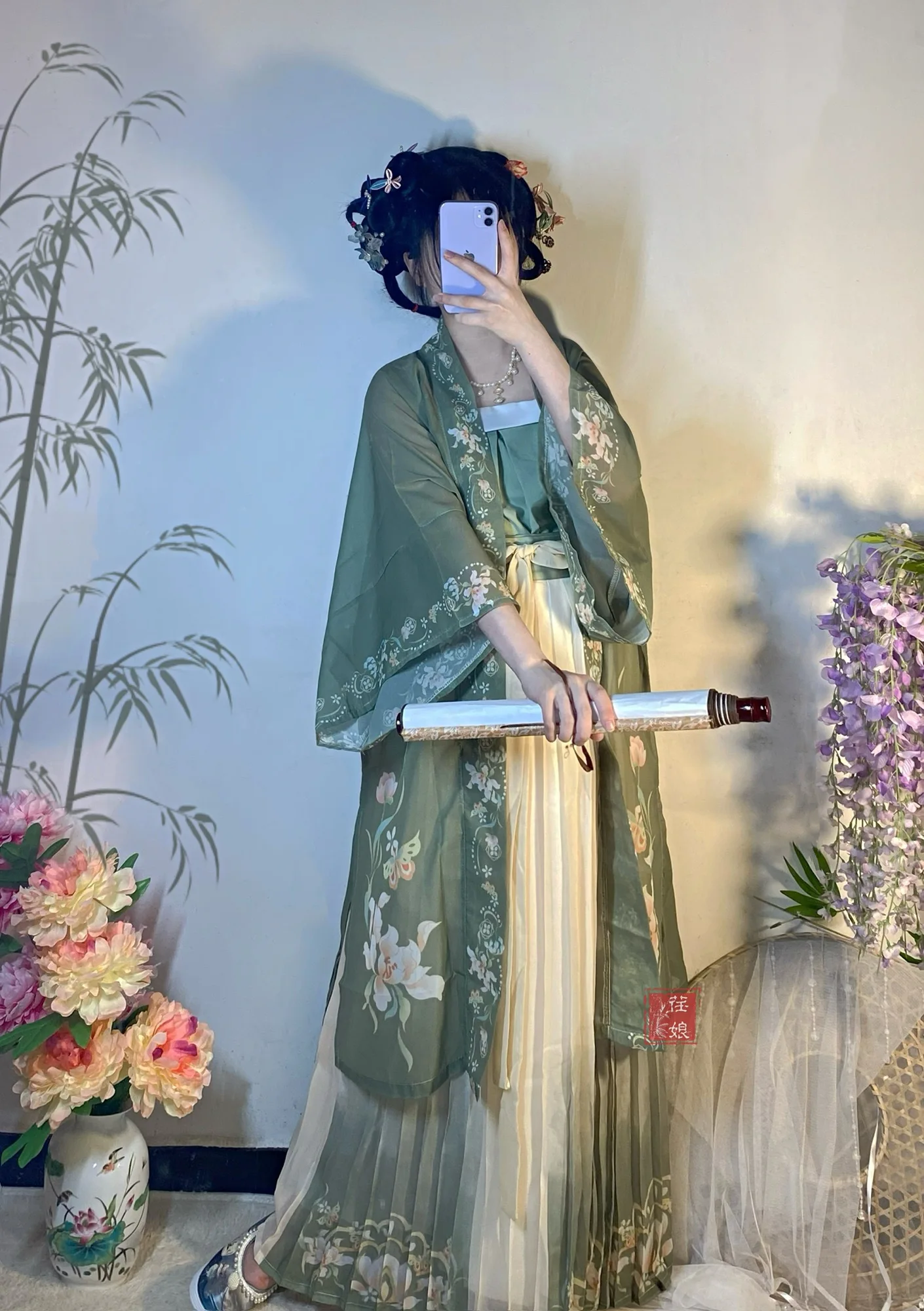 Hanfu Dress Women Chinese Traditional Cosplay Costume Ancient Song Dynasty Hanfu Dress Spring Summer 3pcs Green Sets