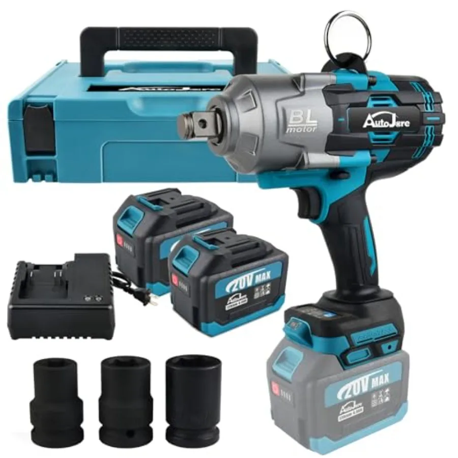 

Cordless Impact Wrench 3/4'' Brushless High Torque 1475 Ft-lbs 2000 N.m Heavy-duty Impact Wrench with 2 x 6.0A Battery