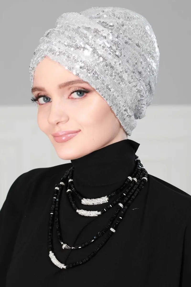 Hijab Knochen pailletten silber