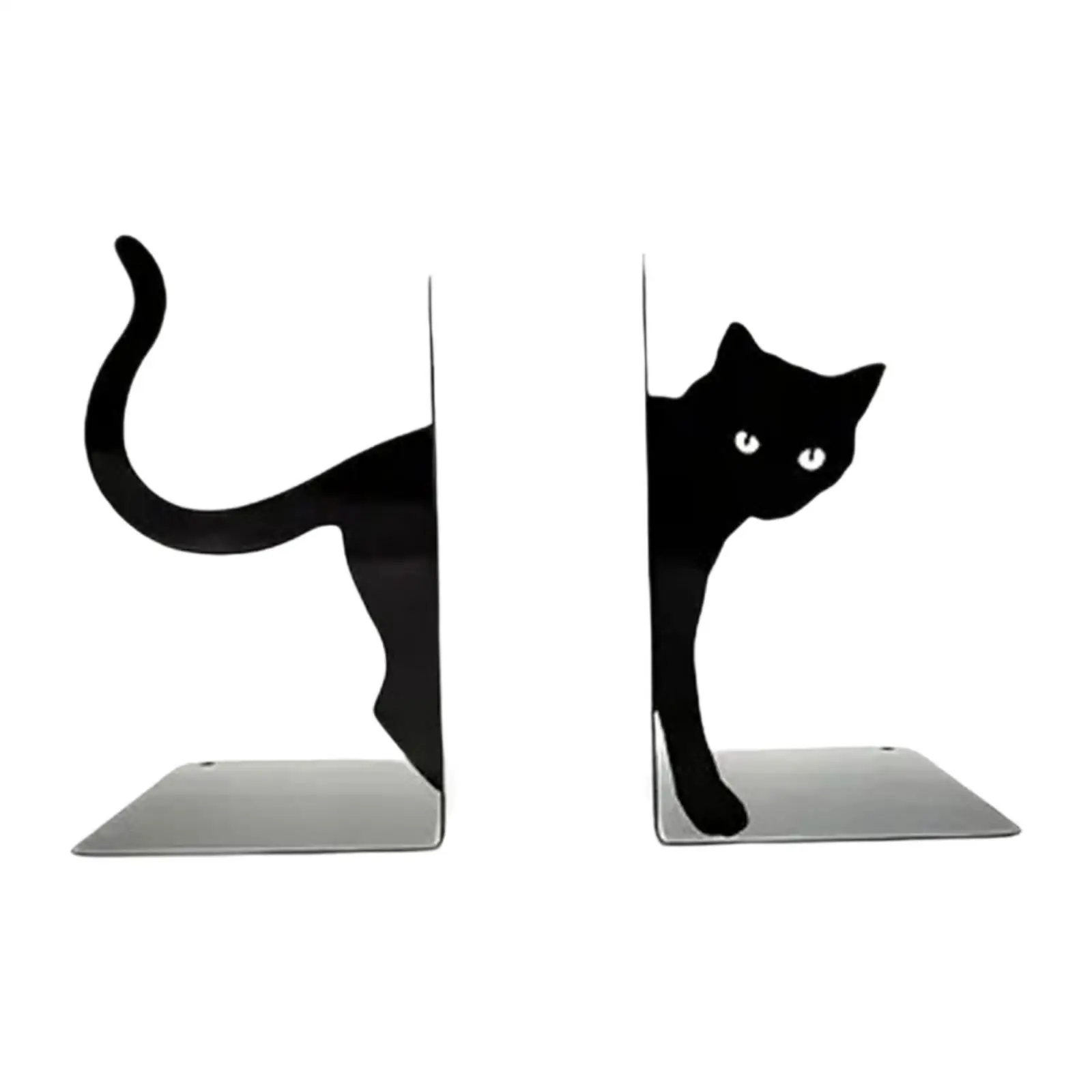 Serre-livres décoratifs de chat créatif et amusant, Sculpture de chat noir pour support de décoration de livres lourds, support de livre en métal pour organiser la chambre d'enfants