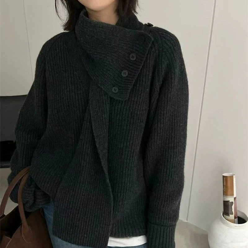 

Deeptown Vintage Black Sweater Women Elegant Casual Oversize Long Sleeve Pullover Fashion Autumn Winter Solid Sweater Aesthetics