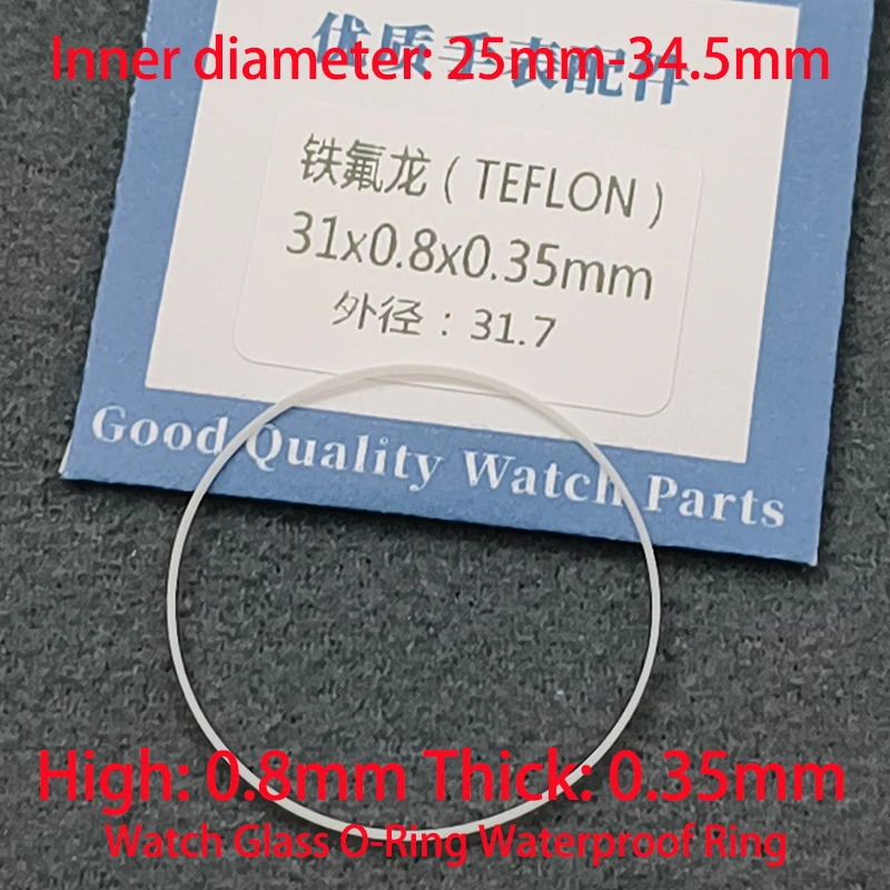 O-Ring Waterproof Gasket Dia 25mm-34mm Waterproof Ring High 0.8MM Thick 0.35MM Watch Glass O-Ring Watch Case Part