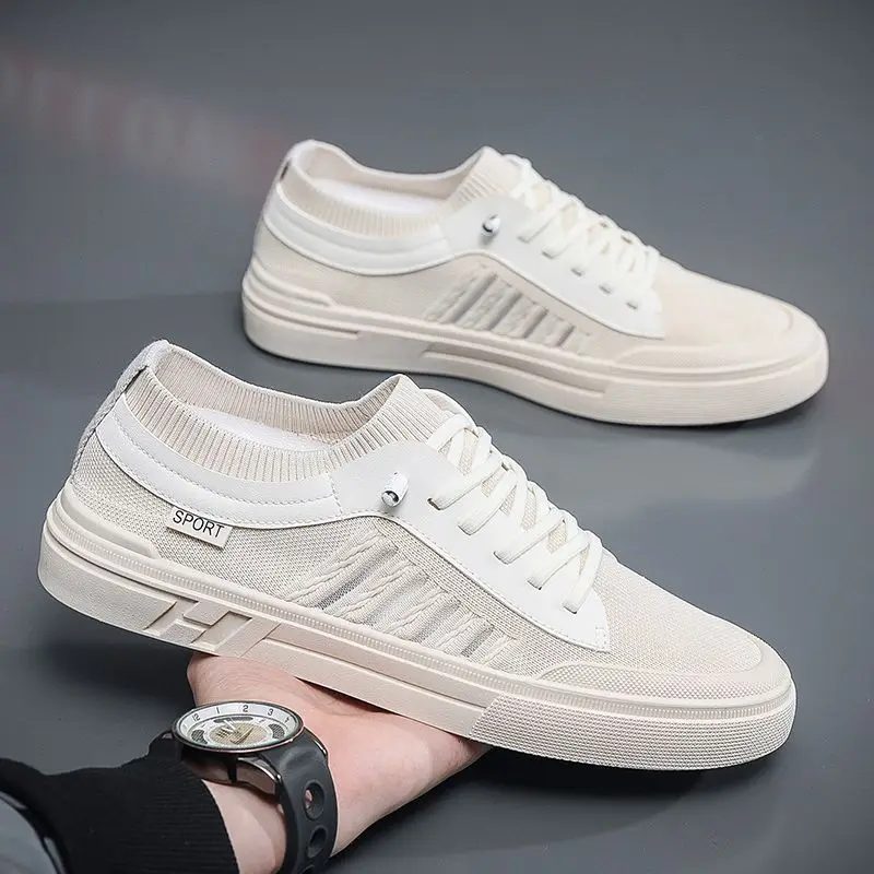 

2024 summer fly-woven men's shoes new breathable lazy one-pedal light solid color fashion thin casual shoes