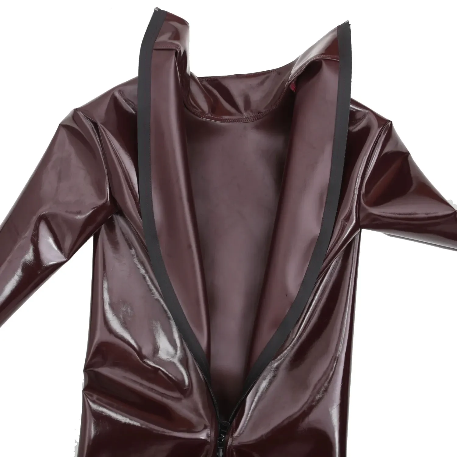 Fashion Men Cosplay Maid Bodysuit PVC Faux Latex Stage Costumes Club Zentai High Elastic Tights Full Body Shaping Dance Wear view 3