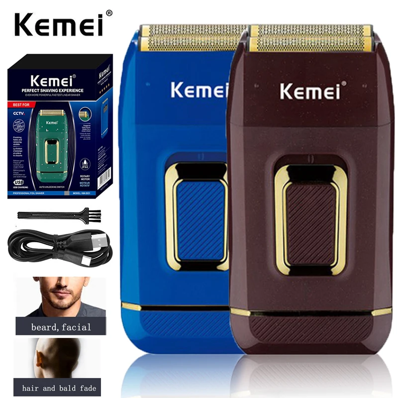 

Original Kemei Electric Shaver Hair Beard Stubble Facial Electric Razor For Men Bald Head Shaving Tool Machine Rechargeable