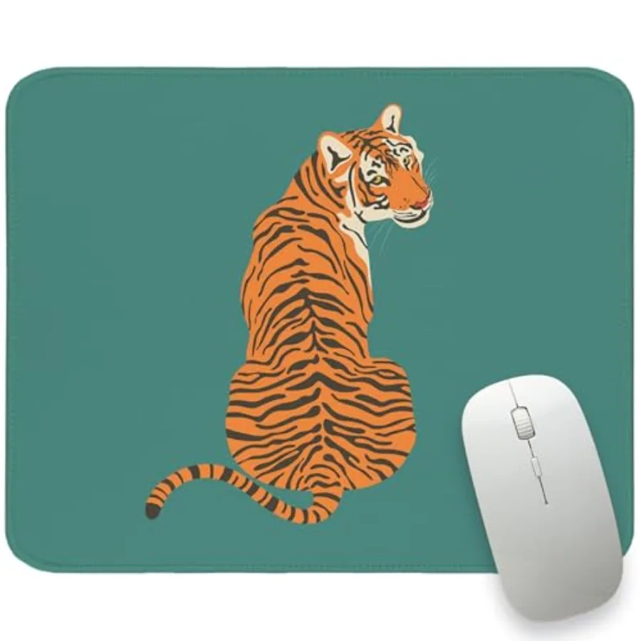 Tiger Mouse Pad, Small Mouse Pads, Rectangle Girly Computer Mousepads for Desk, Aesthetic Vtage Tiger Decoration for Desk Offic