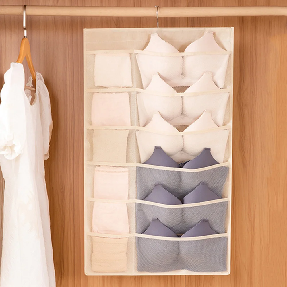 Double Sides Underwear Bra Storage Bag Foldable Home Organizer Wardrobe Clear Hanging Bag Tie Scarf Socks Storage Organizer