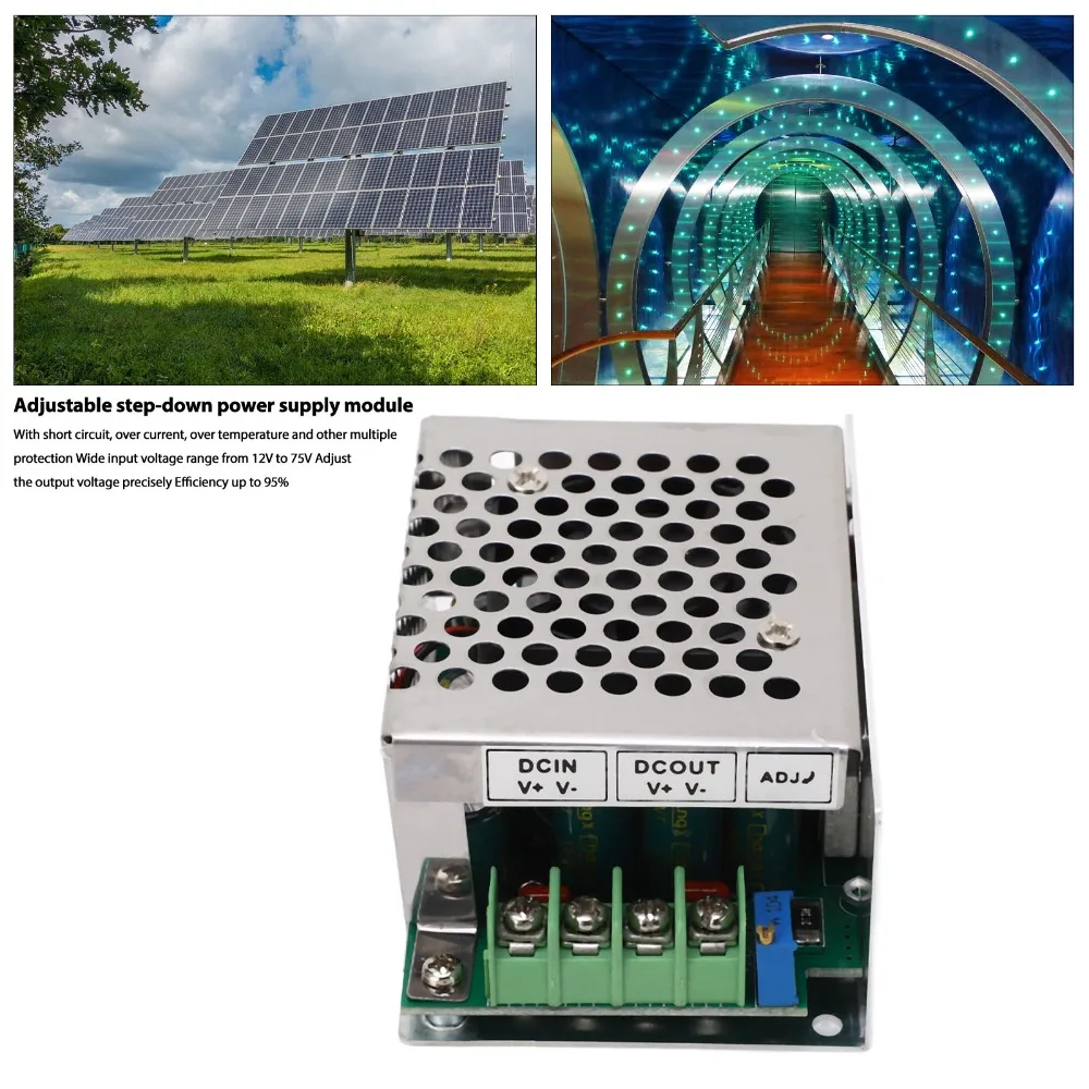 Adjustable DC To DC Converter 15A 400W DC12-75V To 2.5-50V Step Down Module Anti Reflow Multiple Protection