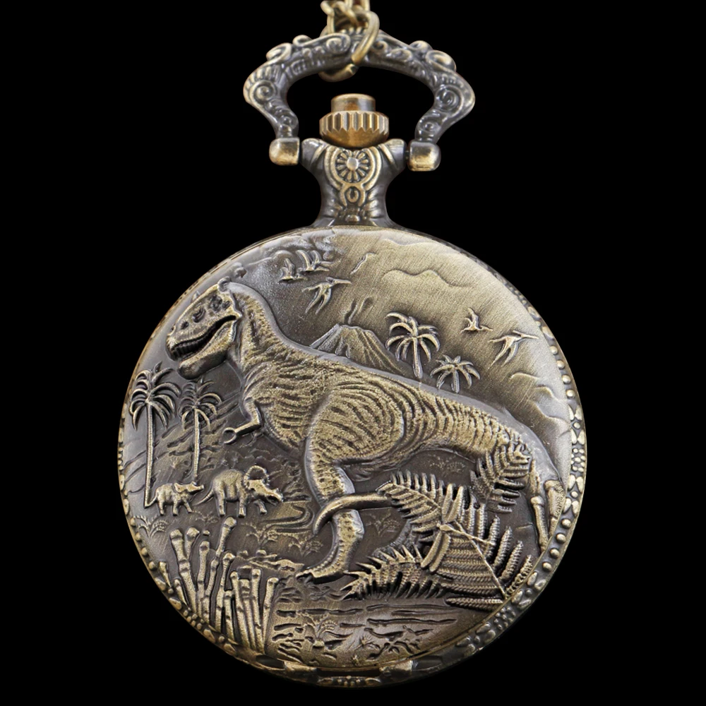 

НОВИНКА 2026: Изысканные карманные часы с рельефным изображением динозавра Тираннозавра Рекса, кварцевые, в стиле Юрского периода. Лучший подарок для мужчин.
