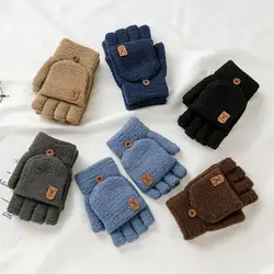 Fingerless Gloves Kids | Winter Stretchy Knit Gloves Convertible Fingerless Gloves | Half Finger Gloves for Boys 2-15 Years