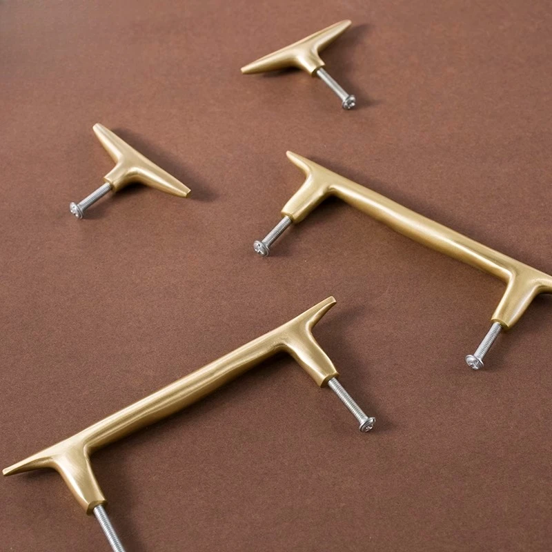 بسيطة الشمال نمط الصلبة النحاس مقبض خزانة درج ضوء الفاخرة النحاس النقي اليدوية مقبض الذهب