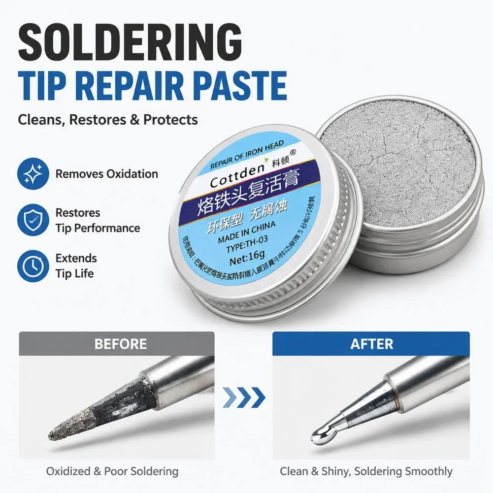 Electrical Soldering Iron Tip Black Oxidation Clean Paster Resurrection Agent Refresher Solder Cream Non-stick Tin Repair Tool