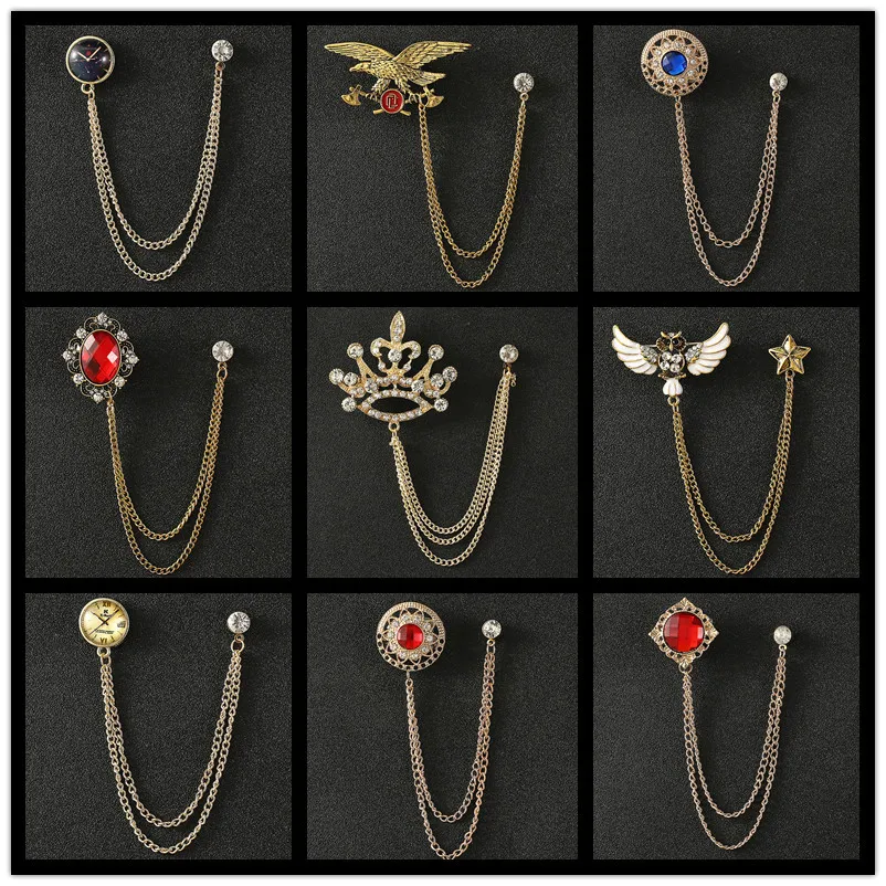 

New fashion temperament crown chain brooch European and American trend collar accessories suit versatile corsage accessories spo
