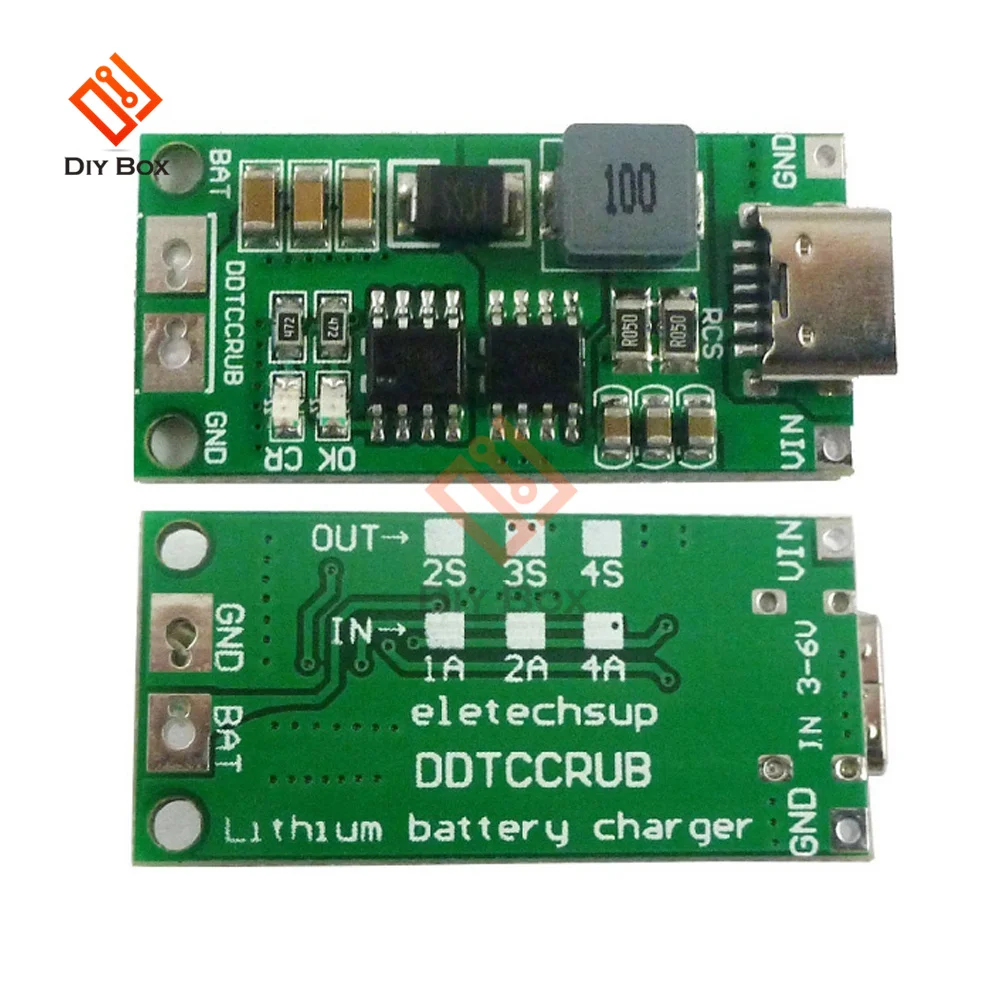 Ładowarka do akumulatorów litowych typu C BMS 2S 3S 4S 1A 2A 4A 18650 z modułem podwyższającym terminala do akumulatorów litowo-polimerowych Li-Po