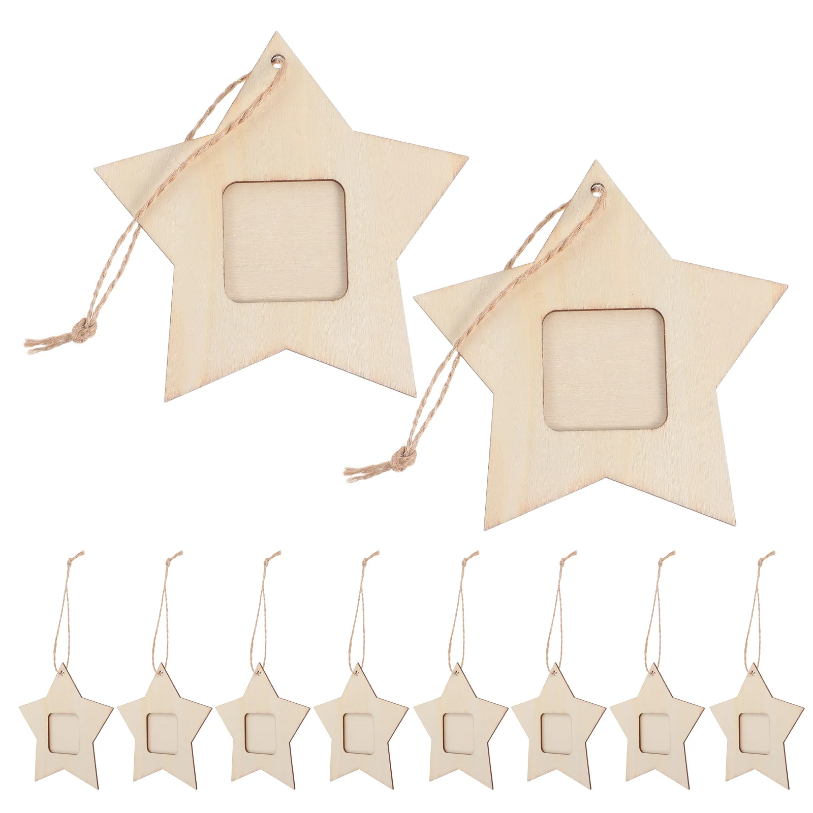 

10Pcs Wood Star Shape Photo Frames DIY Craft Kit for Children Room Classroom Festival Decor Home Living Room Wall Display