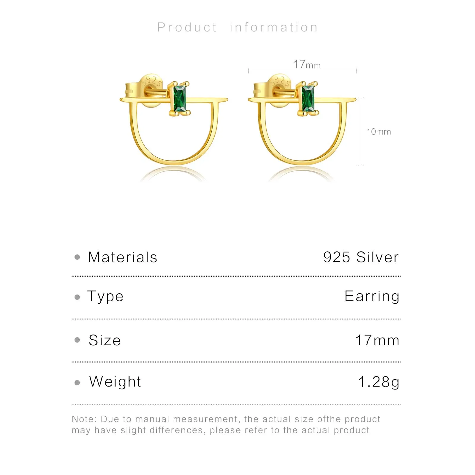 ANDYWEN-925 Sterling Silver and Gold Green CZ Zircon Stud Earring, Clipes Piercing, Jóias Finas de Luxo, Primavera, 2022