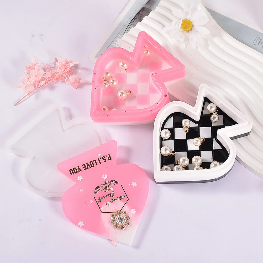 

Silicone Mold for Jewelry Storage Box DIY Crafts Epoxy Casting Spade Shape Trinket Gifts Family Friends Washable Long Lasting
