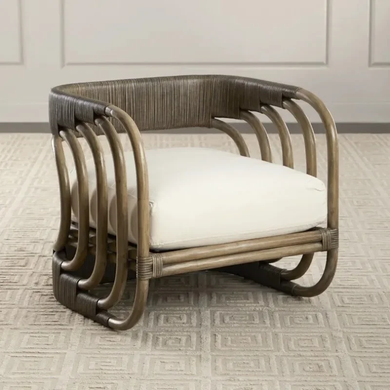 Nordic single sofa living room simple leisure chair retro style homestay rattan designer style sofa chair