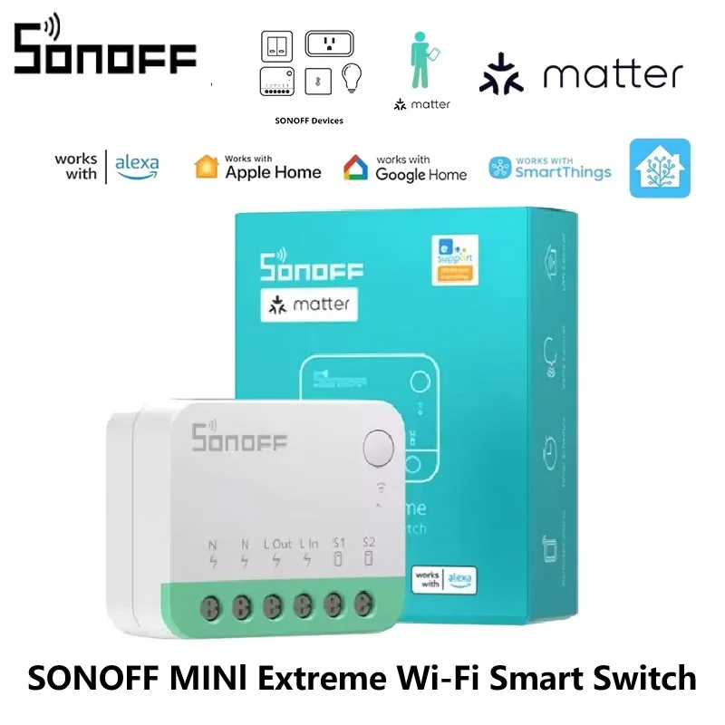 SONOFF MINIR4M Matter Extreme WiFi Smart Switch Detach Relay Scene Breaker eWeLink Voice Control Alexa Google Home Smartthings