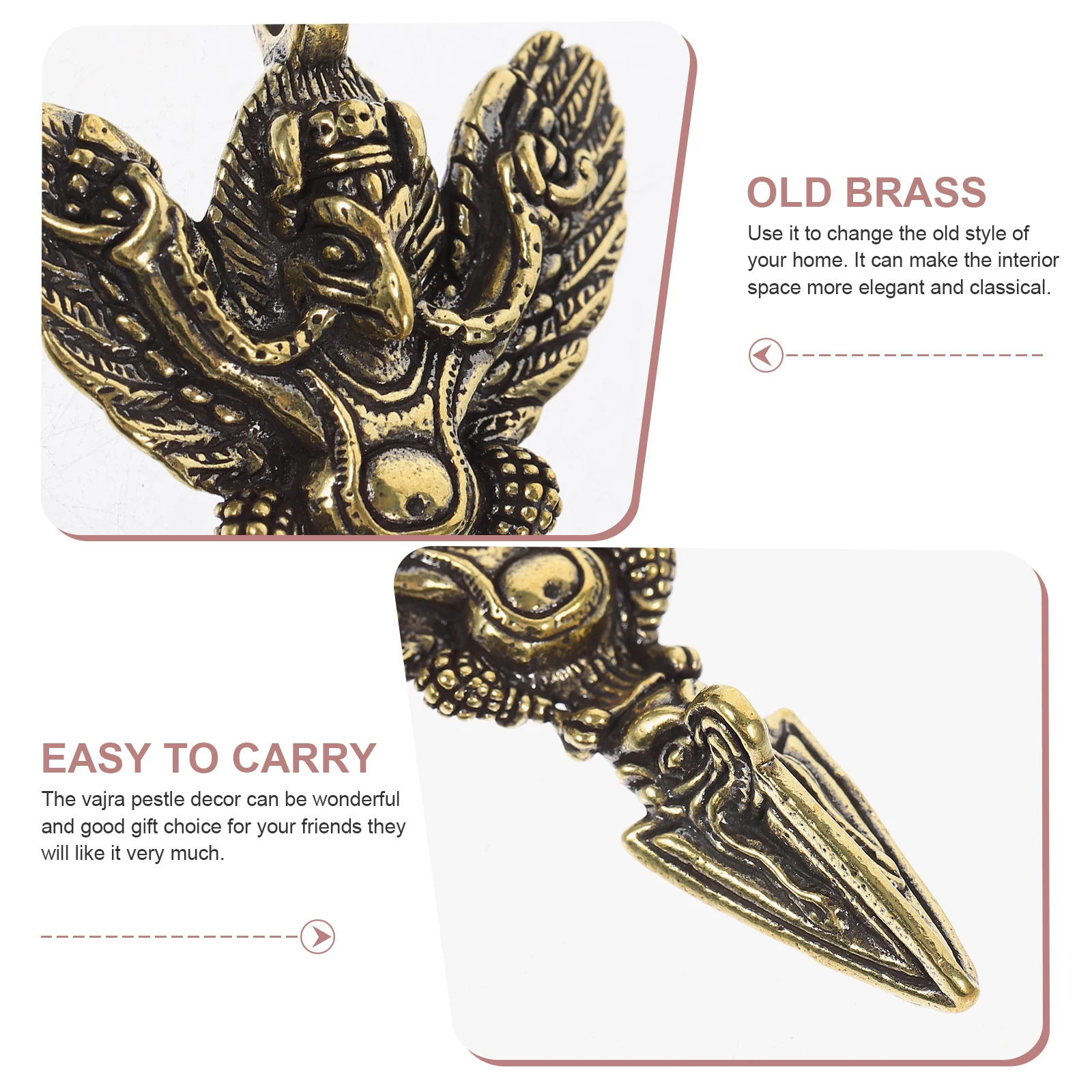 Brass Vajra Pestle Pendant Necklace Keychain nament Crafts Retro Decorative Gifts Mini Pendants Jewelry Accessories